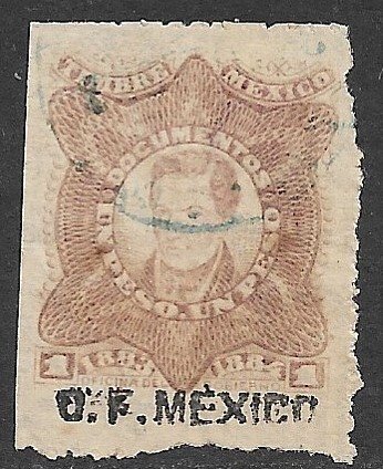 MEXICO REVENUES 1883 1p Mora DOCUMENTARY TAX DF MEXICO Control Used DO102