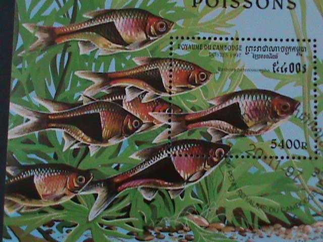 ​CAMBODIA-1997-SC#1675 BEAUTIFUL LOVELY TROPICAL FISH-CTO -S/S-VERY FINE