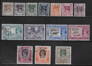 Burma 70-83 KGVI SHORT set NO 84 Used