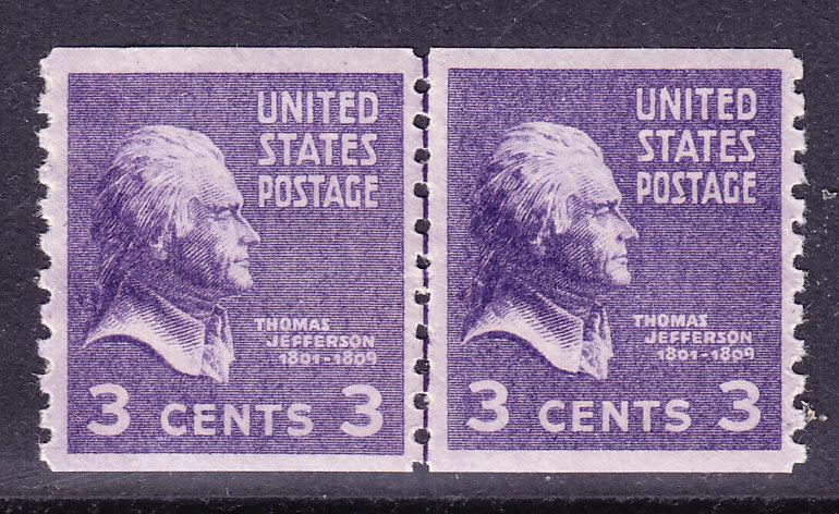 1939 Presidential Coils-Line Pairs Scott 842 VF/NH