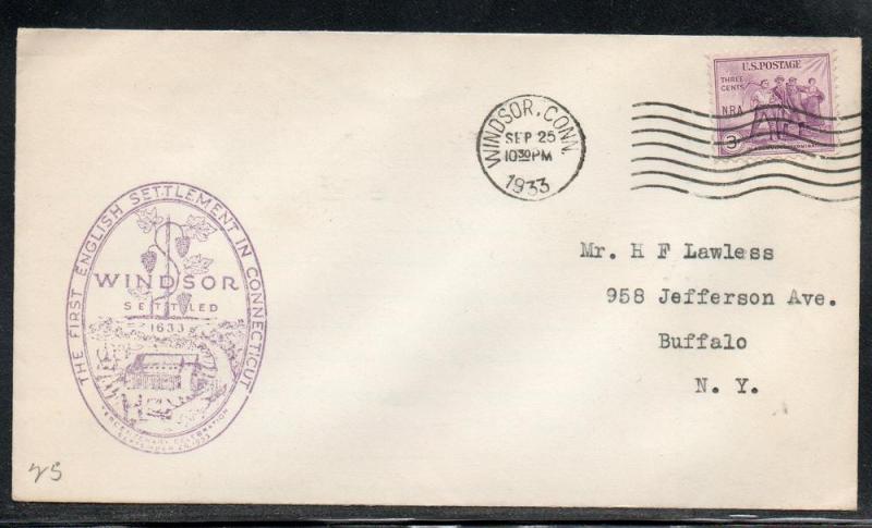 US Windsor CT Settlement Anniversary 1933 A307