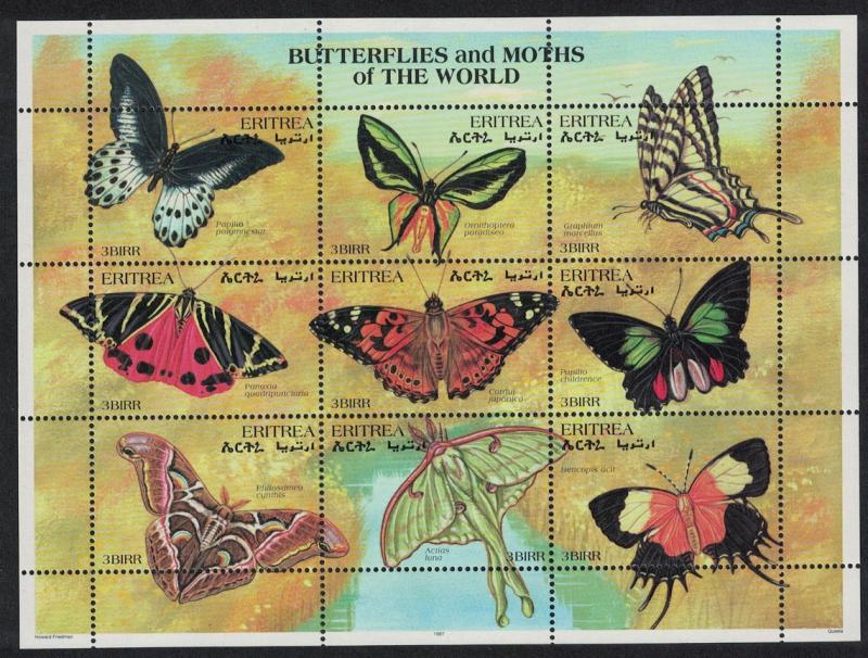 Eritrea Butterflies Sheetlet of 9v SG#359-367