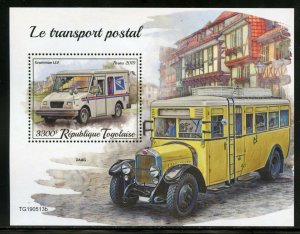 TOGO 2019 POSTAL VEHICLES  SOUVENIR  SHEET  MINT NH