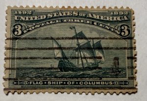 US 1893 3c Columbian stamp #232 Used