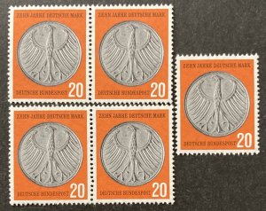 Germany 1958 #787, Heraldic Eagle, Wholesale Lot of 5, MNH, CV $3