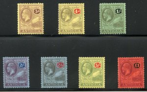 ANTIGUA SCOTT #58/64 SG# 55/61 1921/29 KING GEO V SET F/VF MINT  HINGED