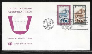 United Nations NY 77-78 Chaillot Palace Geneva Cachet FDC First Day Cover