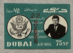 Dubai 1964 JFK Kennedy November 22 ovpt, imperf, MNH. Michel 144B, CV €15.00