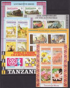 Tanzania Sc 266a/322a MNH. 1986-86, 6 diff Souv. Sheets