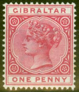 Gibraltar 1887 1d Rose SG9 V.F & Fresh Lightly Mtd Mint