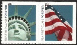 U.S.#4563-4564 (4564a) Liberty and Flag 44c Booklet Pair, MNH.