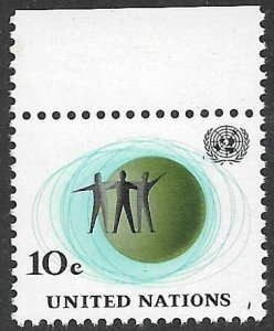 UNITED NATIONS NEW YORK 1964 10c Men United Before Globe Issue Sc 127 MNH