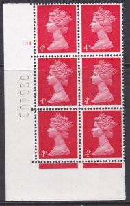 Pre-decimal Machin 4d Vermilion PVA CB Head A Perf A Cylinder 13 No Dot - MNH