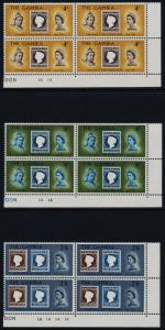 Gambia 238-40 BR Plate Blocks MNH Stamp on Stamp