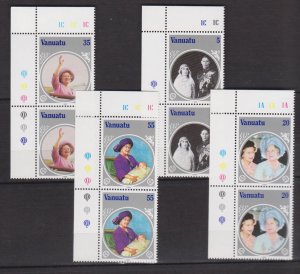 VANUATU - 1985 LIFE & TIMES OF QUEEN MOTHER - TRAFFIC LIGHT 4V PAIR MNH