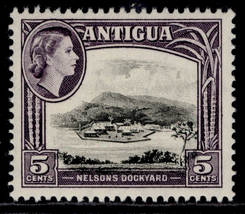 ANTIGUA QEII SG125, 5c black & slate-violet, NH MINT.