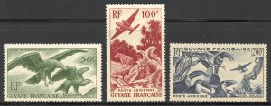 French Guiana Scott C18-C20 Unused HOG - 1947 Native Wildlife Airmail-SCV $67.50