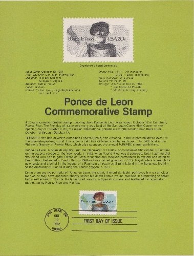 US SP597 Ponce de Leon Souvenir Page #2024