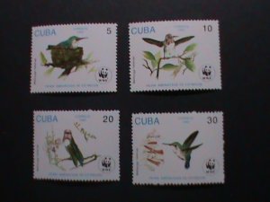 ​CUBA-1992 SC# 3428-31 WORLD WILDLIFE FUND WWF-LOVELY BIRDS MNH-VERY FINE