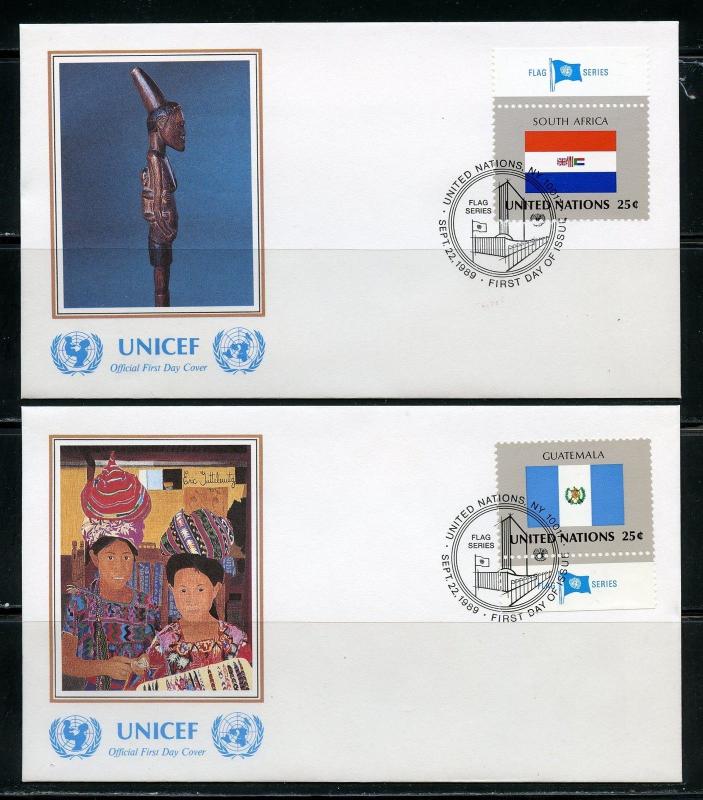 UNITED NATIONS UNICEF OFFICIAL SET OF 20 1989  FLAG  FIRST DAY COVERS