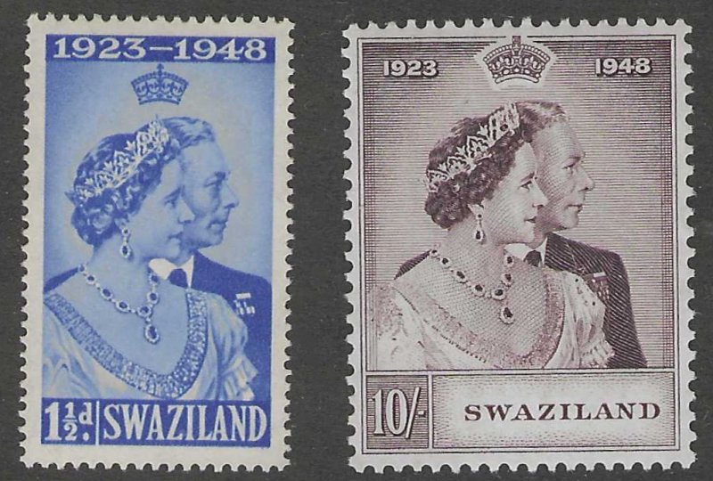 Swaziland, Scott#48-49, mint, never, hinged, wedding, pair, King, Queen