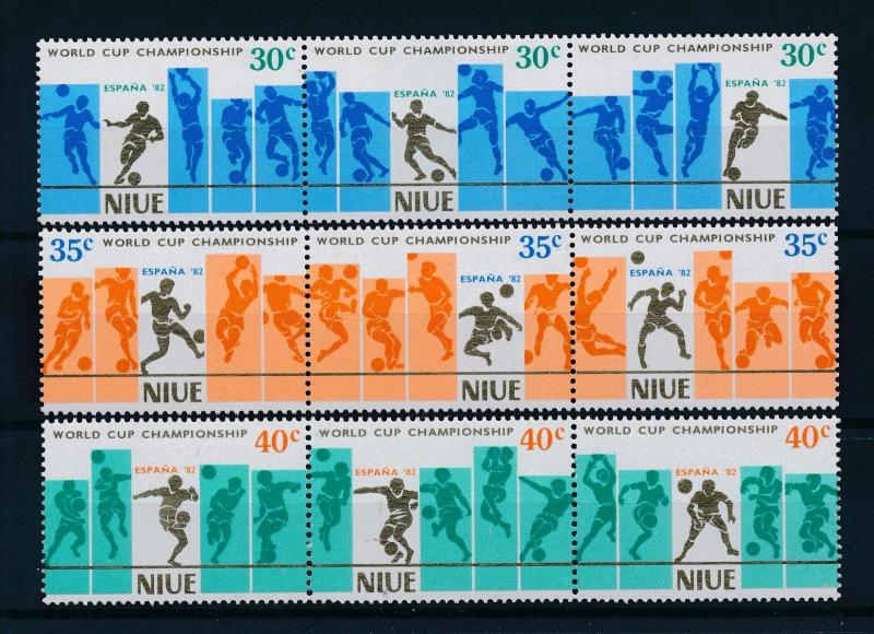 [60490] Niue 1981 World Cup Soccer Football Spain Strips of three MNH