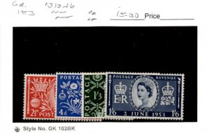 Great Britain, Postage Stamp, #313-316 Mint LH, 1953 Queen Elizabeth (AB)