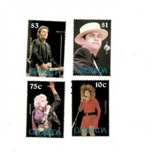 Grenada 1988 - Bruce Springsteen, Elton John, Madonna Tina Turner- Set Of 4 MNH