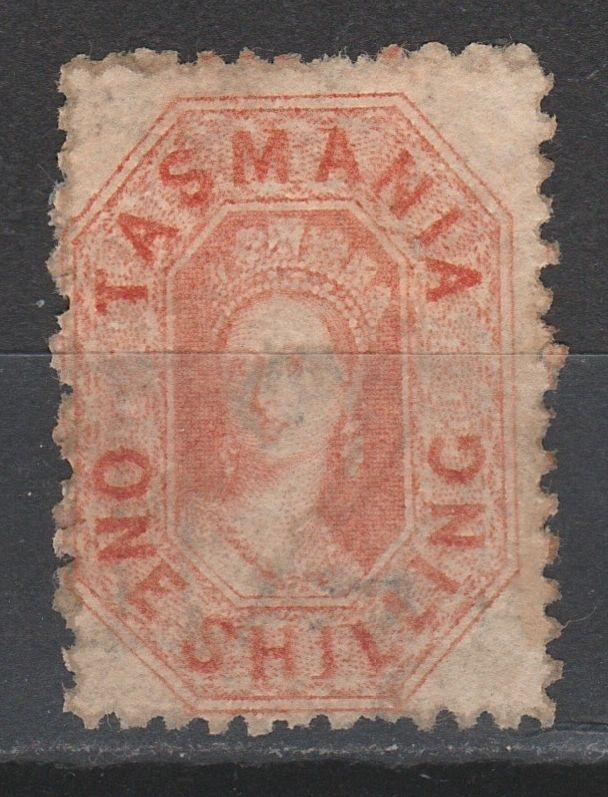 TASMANIA 1871 QV CHALON 1/- PERF 11.5 