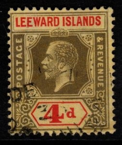 LEEWARD ISLANDS SG70 1924 4d BLACK & RED/PALE YELLOW FINE USED