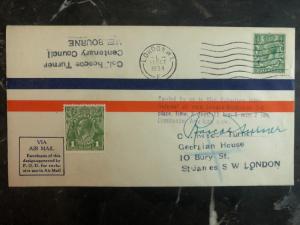 1934 England National Air Race Cover to Melbourne Australia Signed Roscoe Turner