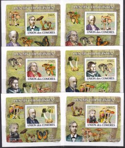 Comoros 2008 Mushrooms 6 S/Sheets Deluxe Edition MNH