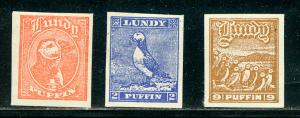 Lundy issue 1942, 3 cut outs Tighearna s/s, mint