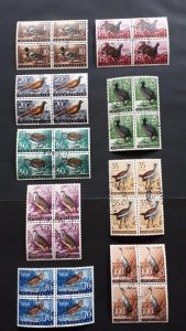 YUGOSLAVIA 1958. - 3rd Fauna birds # Stamped complete set in blocks of 4