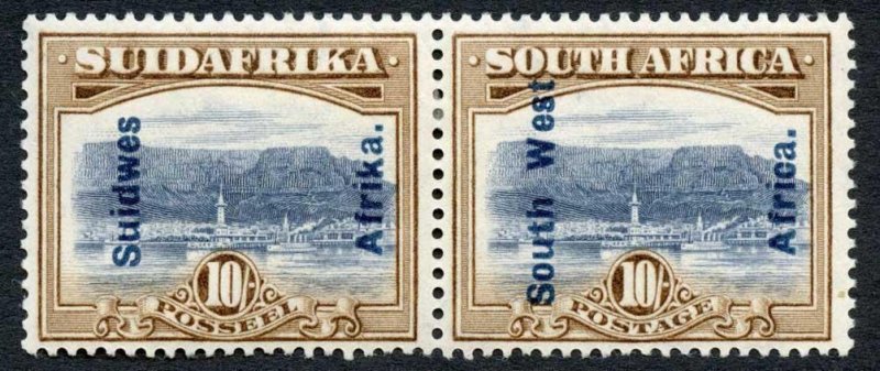South West Africa 1927 10s blue and bistre-brown pair SG54 VFM cat 65 pounds 