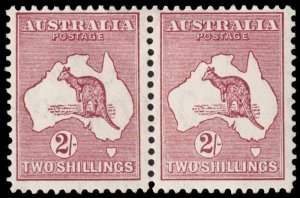 Australia Scott 125 Pair, Error Left Stamp Cut Throat Roo (1935) Mint LH VF M