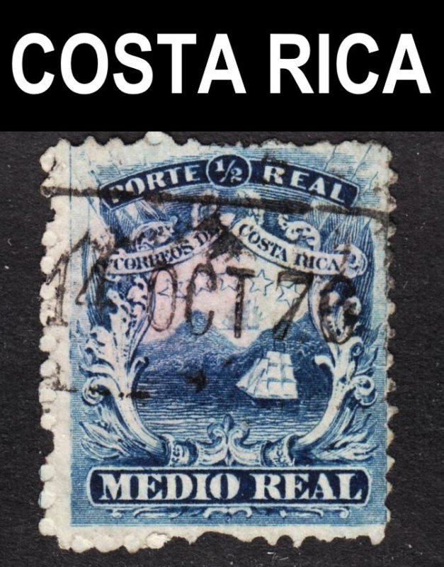 Costa Rica Scott 1 VG used. Beautiful SON 1876 box cancel.  Scarce.  FREE...