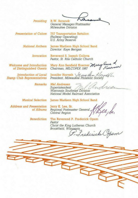 Signed USPS First Day of Issue Ceremony Program #2226 Locomotive 1987