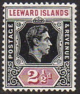 Leeward Islands 1949 2½d black and purple MH