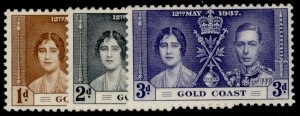 GOLD COAST GVI SG117-119, CORONATION set, LH MINT.