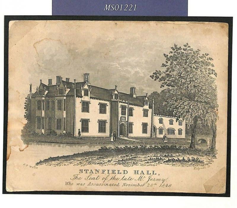 GB NORFOLK Engraving *Stanfield Hall* 1848 MURDER CRIME {samwells-covers}MS1221