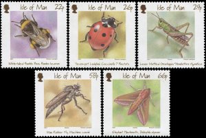 Great Britain Isle of Man 2001 Sc 895-899 Insects Bee Ladybug Grasshopper Fly