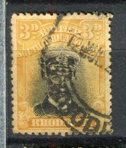 RHODESIA; 1913-22 early GV Admiral issue used Shade of 3d. value