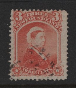 Newfoundland Scott # 33 F-VF used neat cancel nice color scv $ 190 ! see pic !