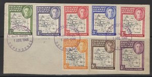 FALKLAND IS.DEP. SGG1/8(inc.G2b) 1946-9 MAPS 1d WITH MISSING I USED ON COVER
