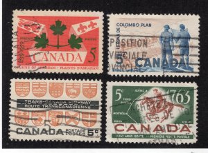 Canada 1959-63 Group of 4 Commemoratives, Scott 388, 394, 400, 413 used