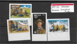 Bhutan: Sc #559-562, MNH Imperf Inverted Surcharge, Boy Scout Set (53712)