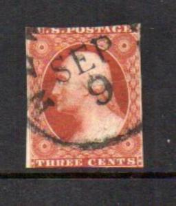 #10A 3c  1851 Orange Brown  Washington  - Plated  69L1i    cv$160.00