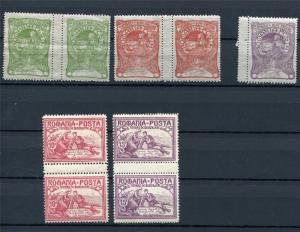 Romania 1906 Mi 162-4,171-2 MNH Semi postal Stamps GUTTER PAIRS SKu 846