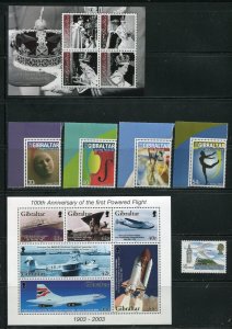 Gibraltar 924-945,950-958 Stamps 2003 MNH With Mounts Flight, Mushrooms, Peanuts